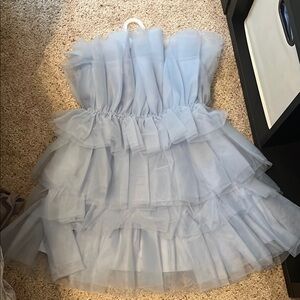 Francesca’s NWT Suzie Tulle Tiered Dress - Light Blue, Size M